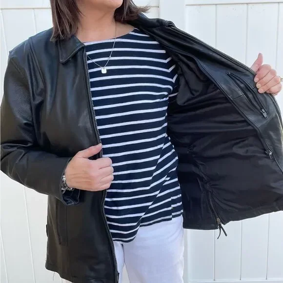 LEATHER MOTORCYCLE JACKET, HEAVY, UNISEX